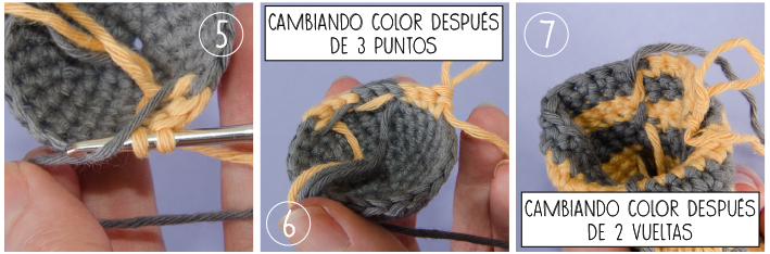 carrying yarn behind stitches in crochet colour change step by step