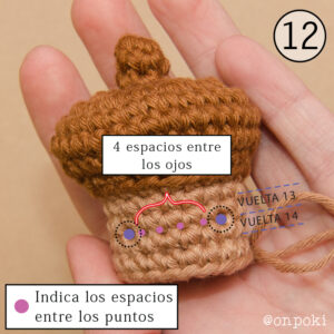 Putting the eyes on free acorn amigurumi pattern