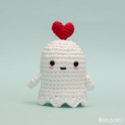 Augusto the Love Ghost – Mini Crochet Doll – Handmade in 100% Cotton