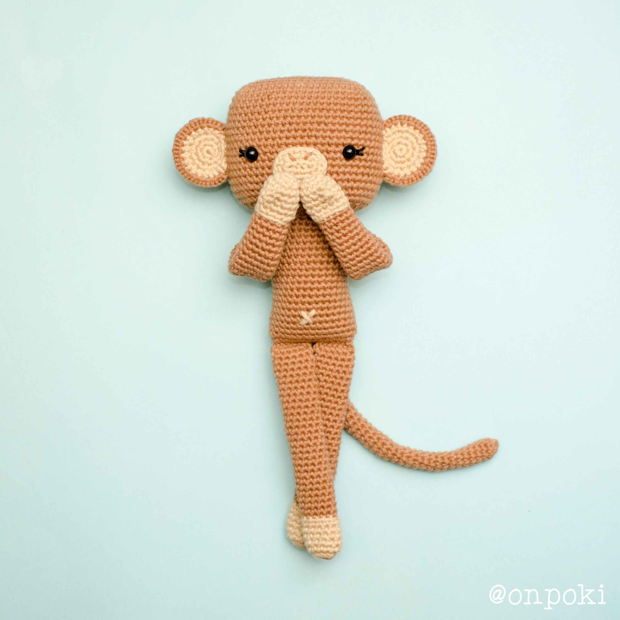 Kindanimal Monkey – Handmade Crochet Soft Toy – Customisable in 105 Colours (One Doll) - Imagen 7