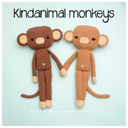 Kindanimal Monkey – Handmade Crochet Soft Toy – Customisable in 105 Colours (One Doll)
