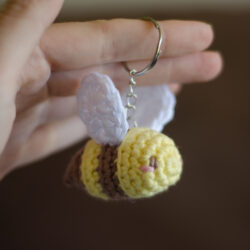 Nina the Bee – Handmade Crochet Keyring – Cute Bag Charm in 100% Cotton