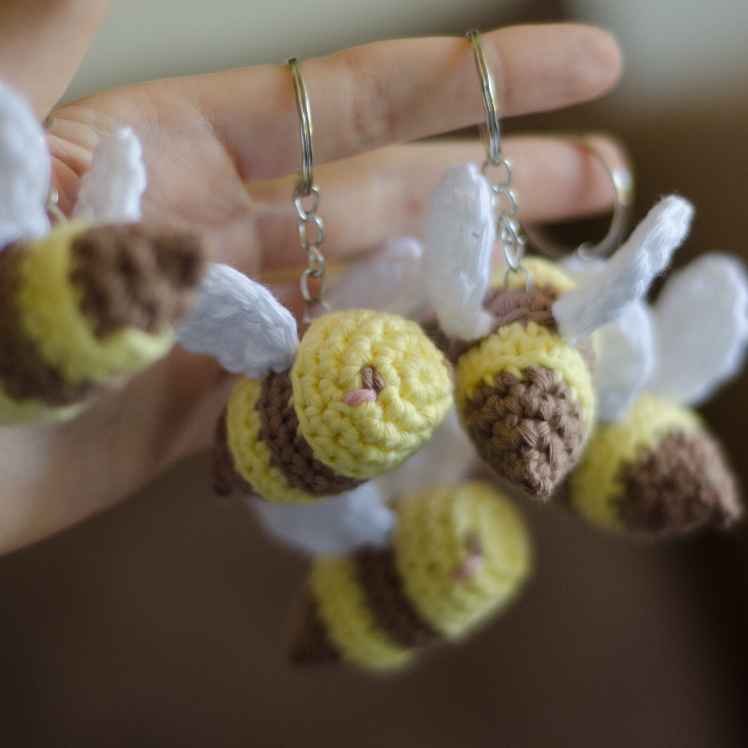 Nina the Bee – Handmade Crochet Keyring – Cute Bag Charm in 100% Cotton - Image 2