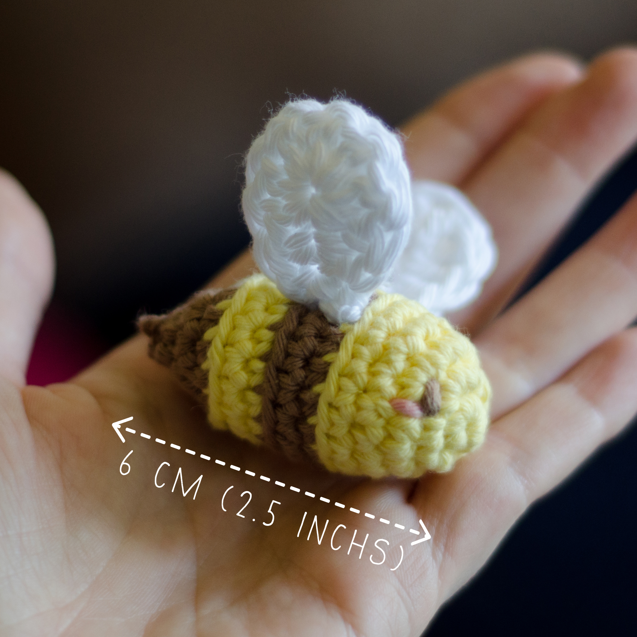 Nina the Bee – Handmade Crochet Keyring – Cute Bag Charm in 100% Cotton - Image 4
