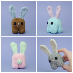 CANDY BUNNY – mini bunny crochet handmade amigurumi – rattle optional – customisable in 105 colours