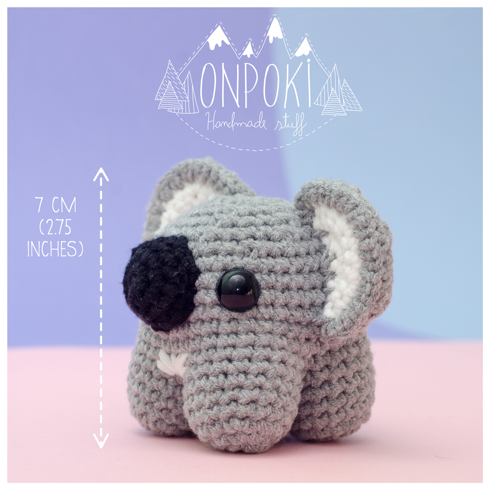 CANDY KOALA – mini koala crochet handmade amigurumi – rattle optional – customisable in 105 colours - Image 6