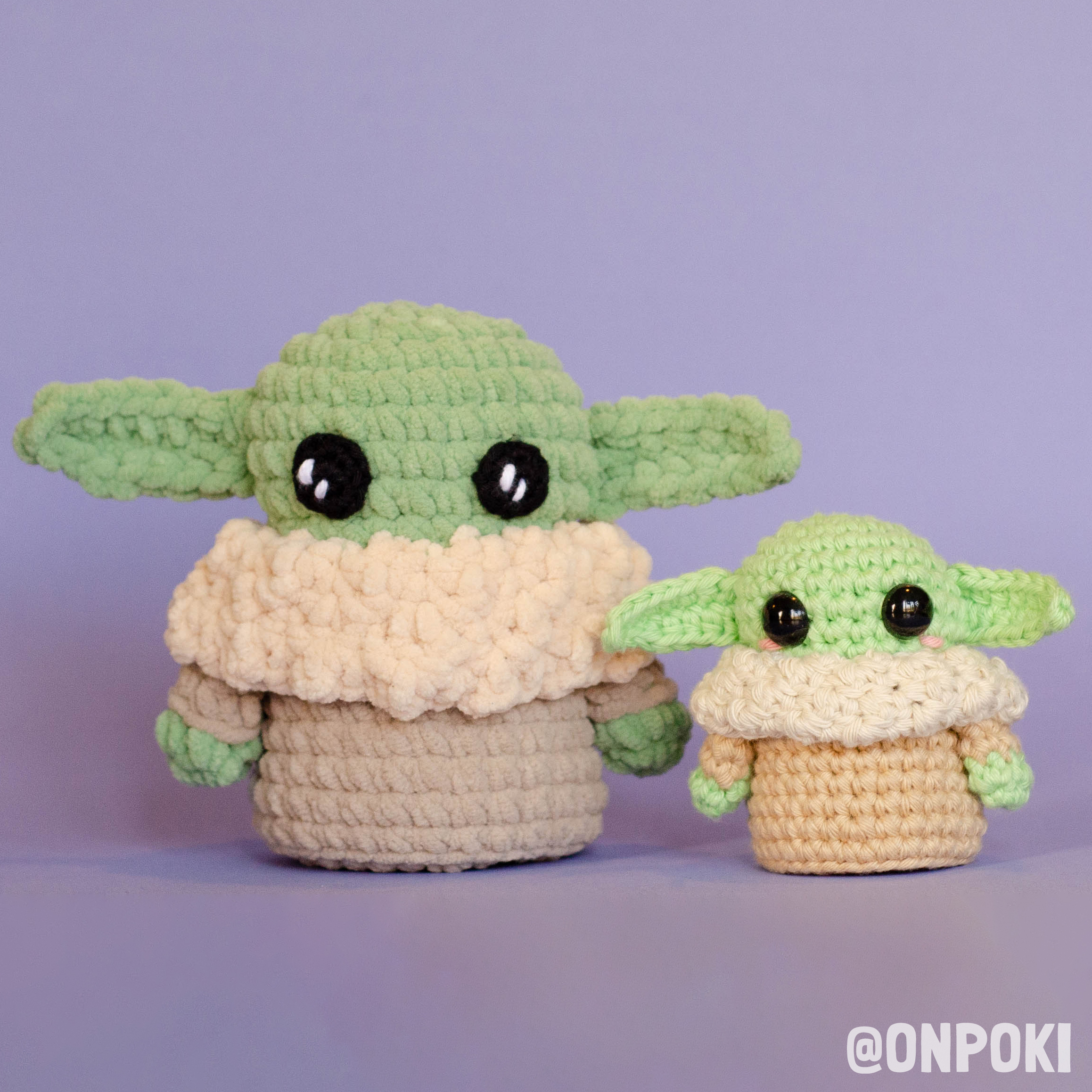 Grogu crochet comparison cotton vs chenille yarn